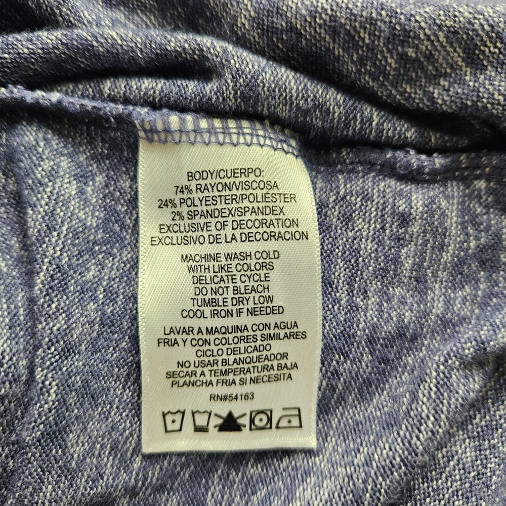 Calvin Klein Blue Heather Faux Wrap V-Neck Stretch Blouson T-Shirt Women's Small - Picture 5 of 6